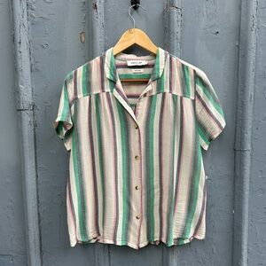 Indi & Cold striped cotton blend button down, Large